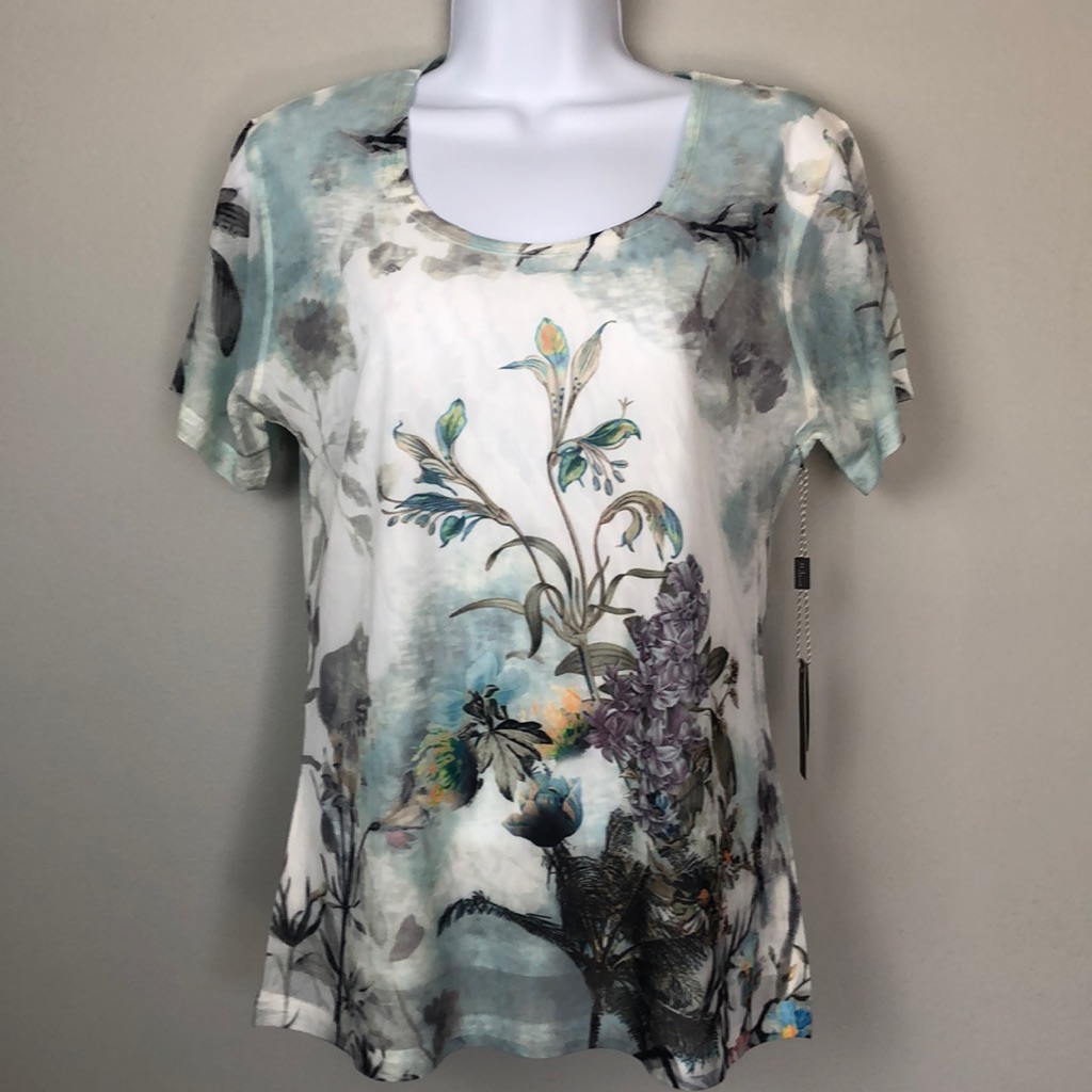 Essentials By Milano Women’s Ss Top Ps Floral Nwt